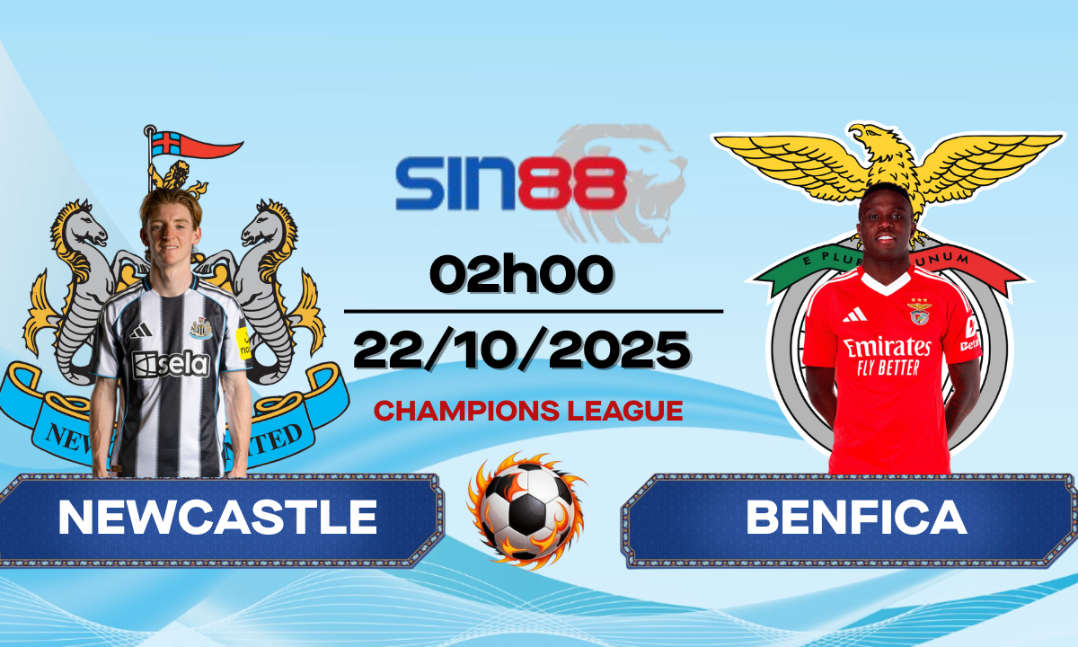 Soi kèo bóng đá Newcastle – Benfica 02h00 ngày 22/10/2025 – Champions League