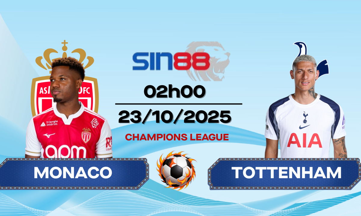 Soi kèo bóng đá Monaco – Tottenham 02h00 ngày 23/10/2025 – Champions League