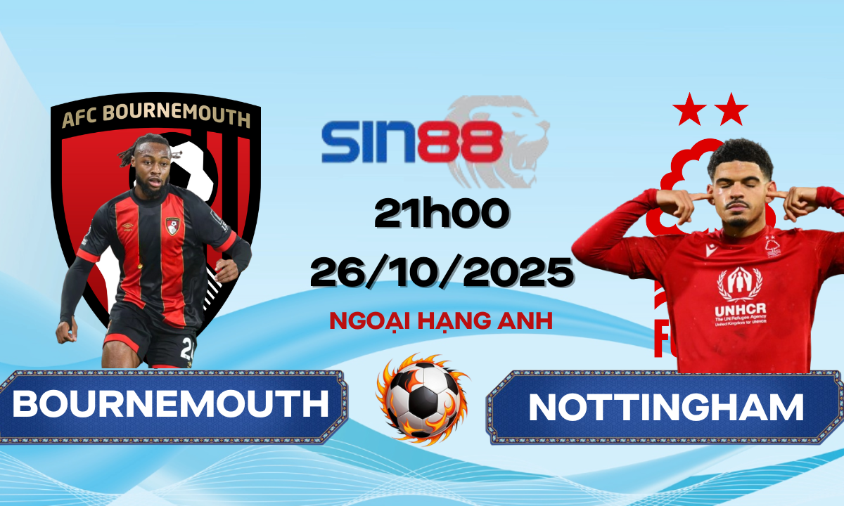 Soi kèo bóng đá Bournemouth – Nottingham 21h00 ngày 26/10/2025 – Ngoại hạng Anh
